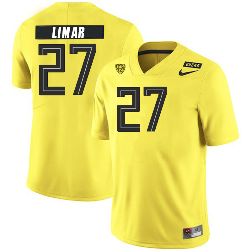 Men #27 Jayden Limar Oregon Ducks College Football Jerseys Stitched Sale-Yellow - Click Image to Close